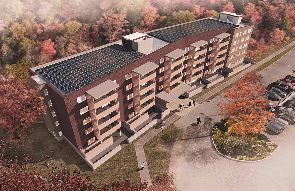 Coniston Senior's residence - 55 Units, 56,000 ft2 with @Source-Energy System, Net Zero carbon target